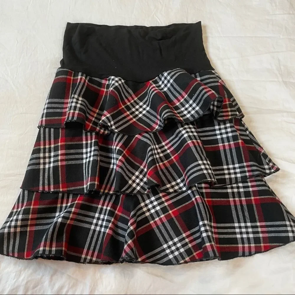 Plaid Ruffle Tiered Skirt